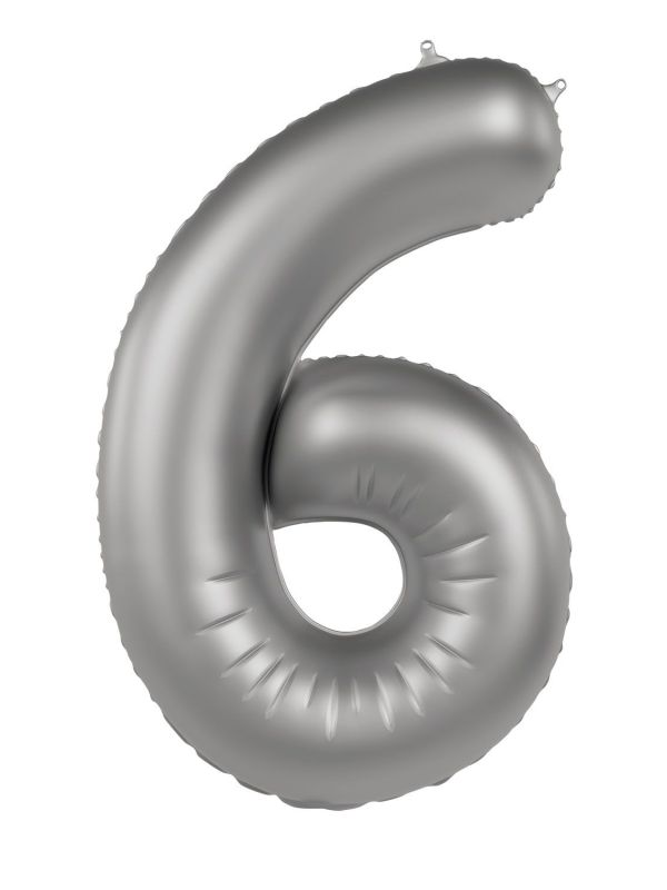 Cijfer 6 Folieballon Zilver 86 cm