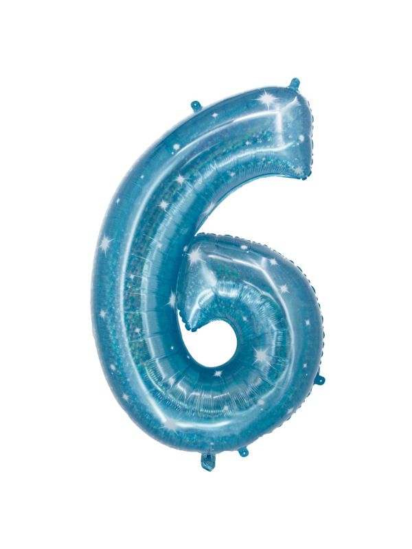 Cijfer 6 Galatic Aqua Folieballon 101cm