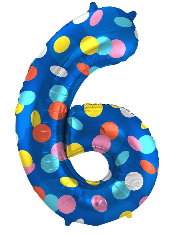 Cijfer 6 Gekleurde Stip Folieballon