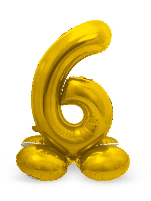 Cijfer 6 Goud met Standaard 72cm
