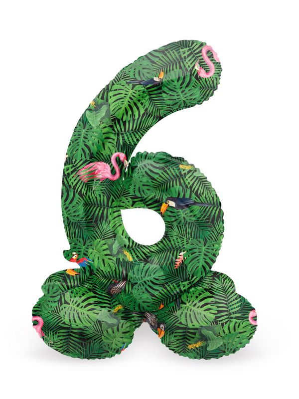 Cijfer 6 Jungle Kleine Staande Folieballon