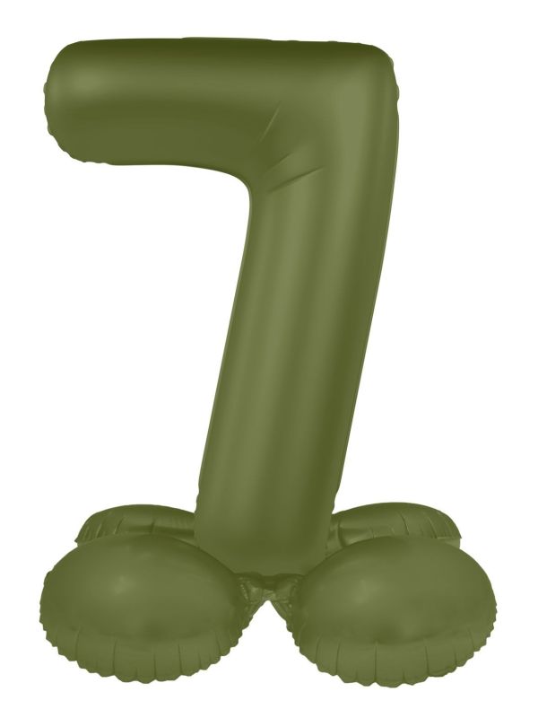 Cijfer 7 Folieballon Staand Olijfgroen 72 cm