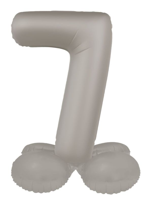 Cijfer 7 Folieballon Staand Zilver 72 cm