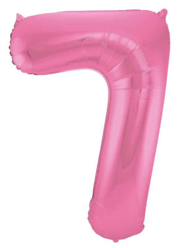 Cijfer 7 Metallic Roze Folieballon 86cm