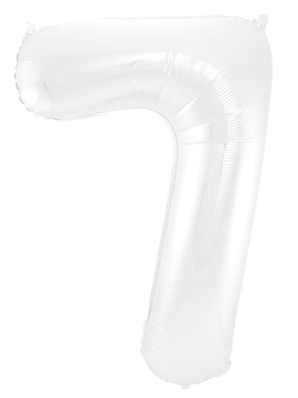 Cijfer 7 Metallic Wit Folieballon 86cm