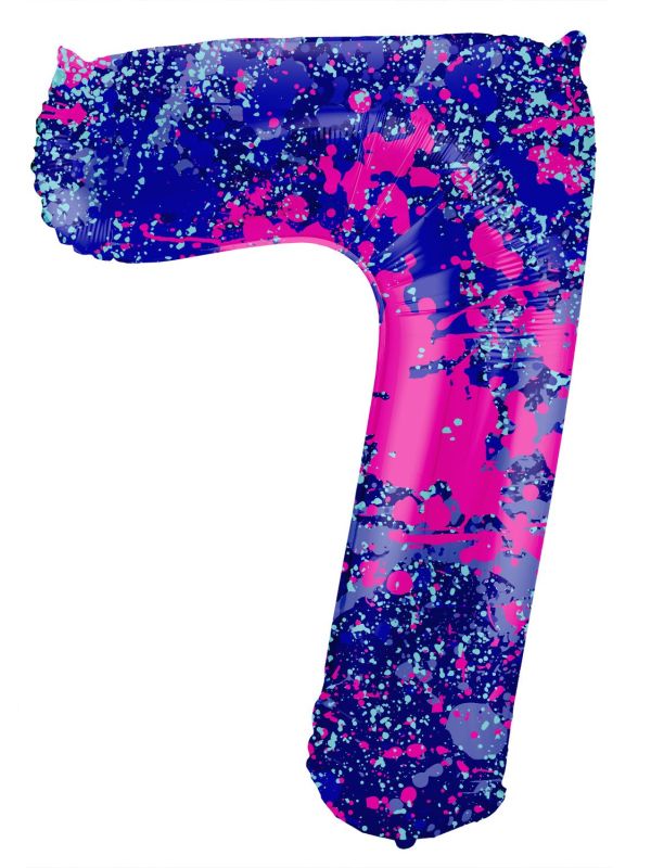 Cijfer 7 Paarse Paint Splash Folieballon