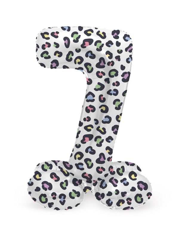 Cijfer 7 Pastel Panter Kleine Staande Folieballon