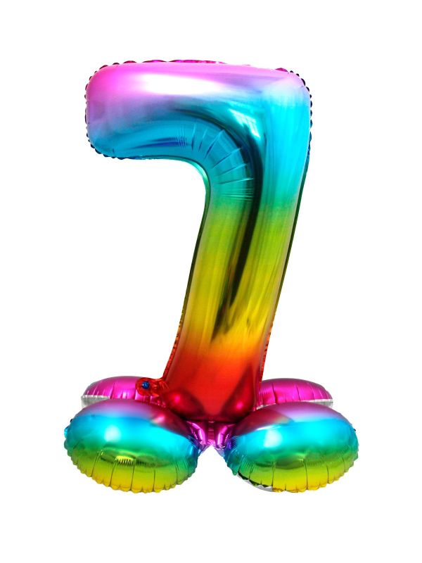 Cijfer 7 Regenboog met Standaard 72cm