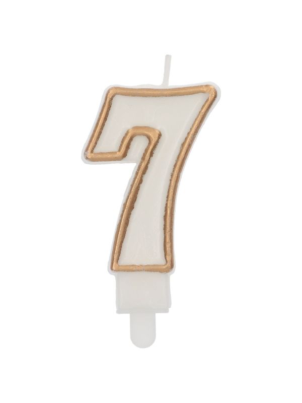 Cijfer 7 Taartkaars Chic Goud 9 cm