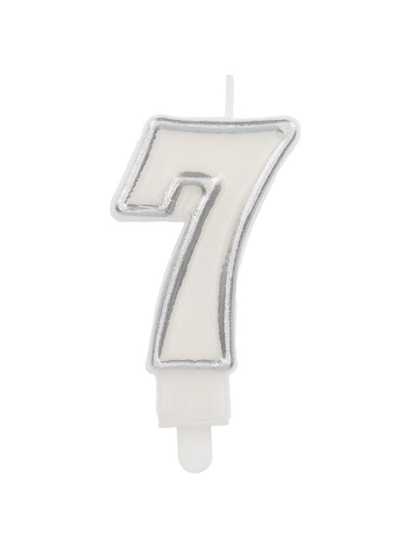 Cijfer 7 Taartkaars Chic Zilver 9 cm