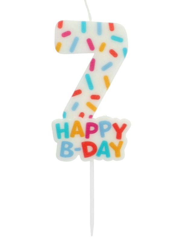 Cijfer 7 Taartkaars Gekleurde Sprinkles 7 cm