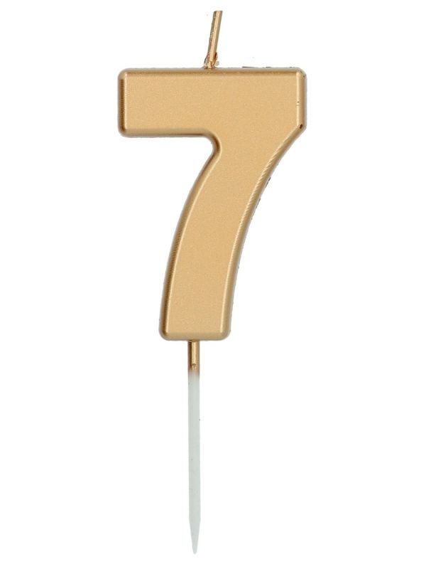Cijfer 7 Taartkaars Goudkleurig 5 cm