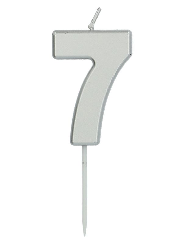 Cijfer 7 Taartkaars Zilverkleurig 5 cm