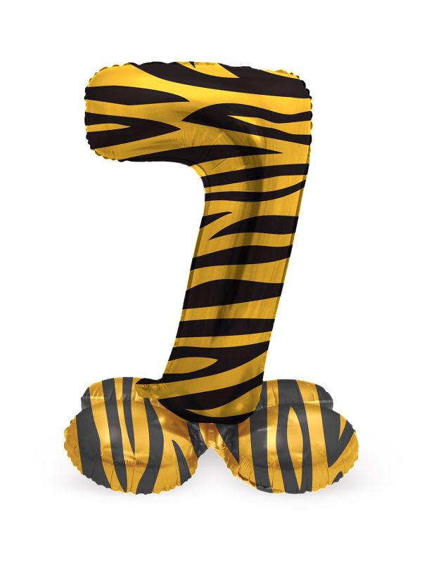 Cijfer 7 Tiger Chic Staande Folieballon