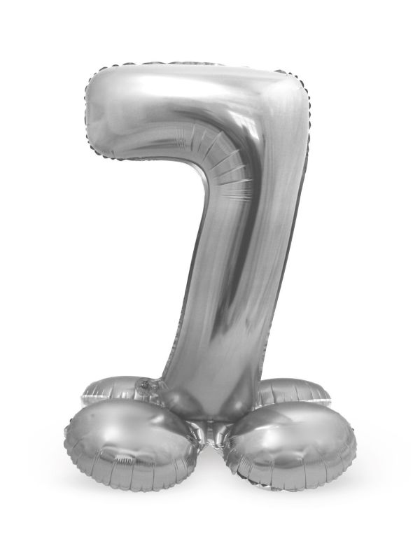 Cijfer 7 Zilver met Standaard 72cm