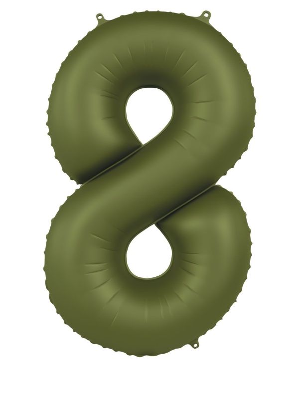 Cijfer 8 Folieballon Olijfgroen 86 cm
