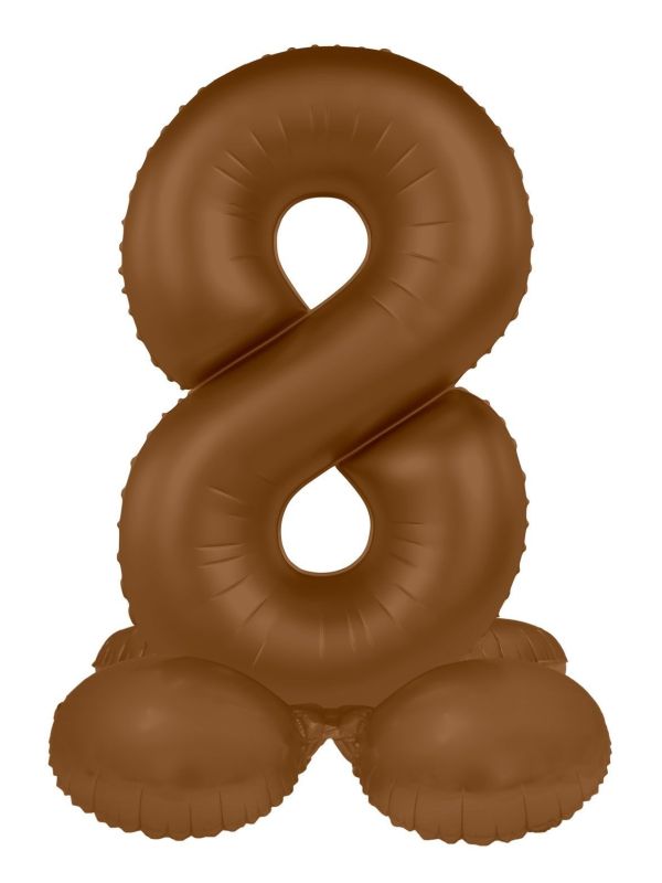 Cijfer 8 Folieballon Staand Bruin 72 cm
