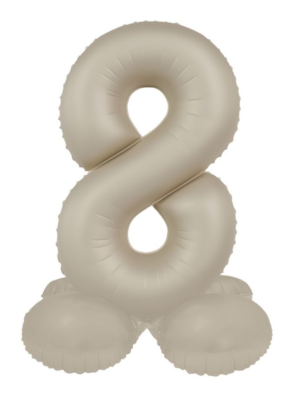 Cijfer 8 Folieballon Staand Crème Wit 72 cm