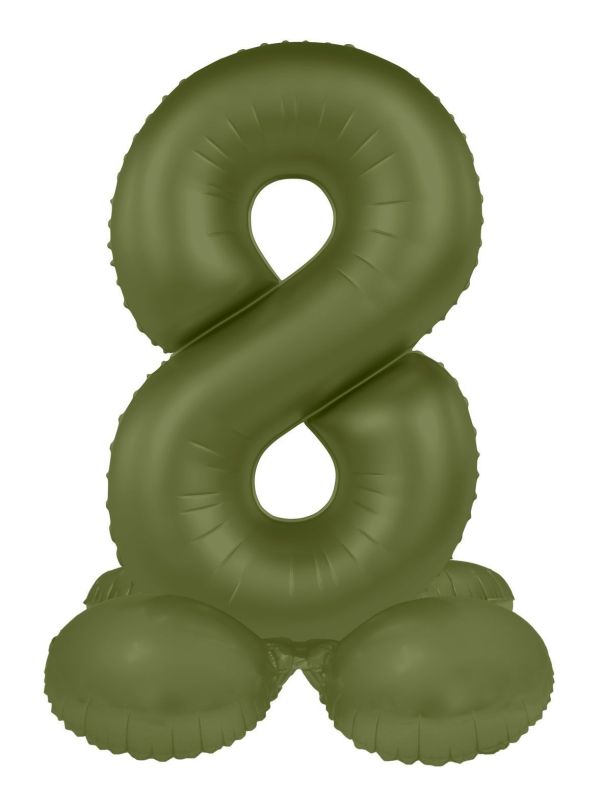 Cijfer 8 Folieballon Staand Olijfgroen 72 cm