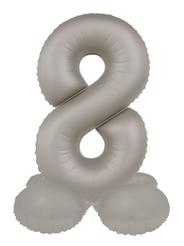 Cijfer 8 Folieballon Staand Zilver 72 cm