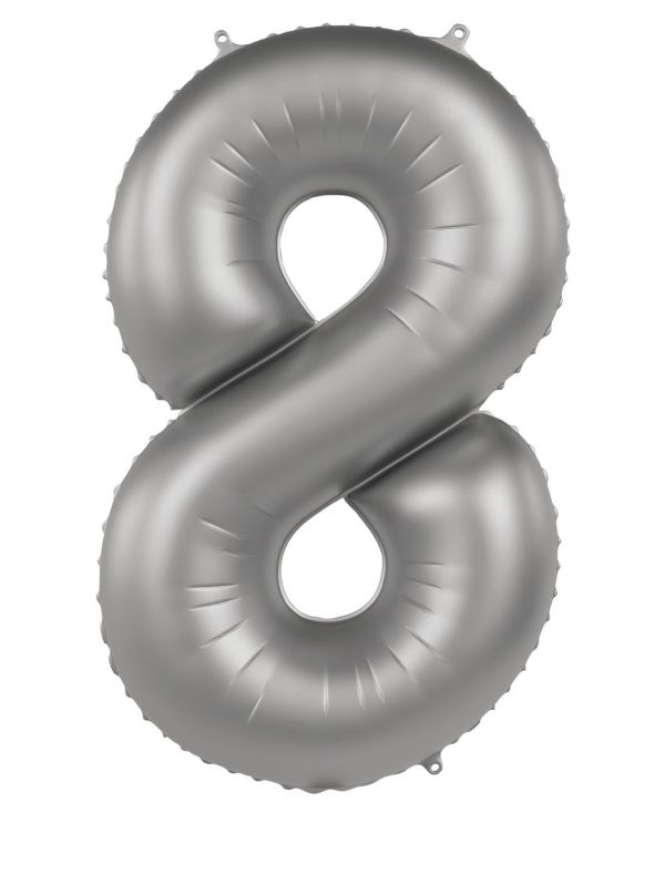 Cijfer 8 Folieballon Zilver 86 cm