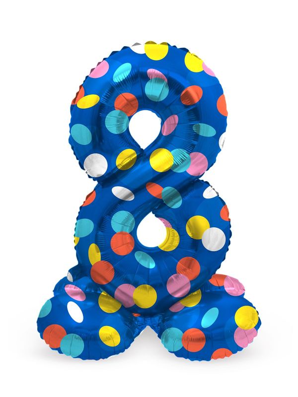 Cijfer 8 Gekleurde Stip Staande Folieballon