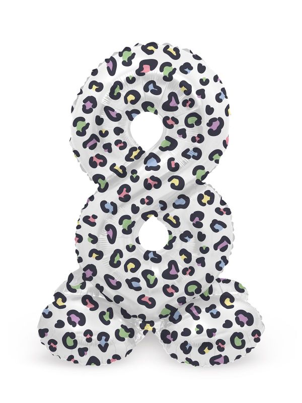Cijfer 8 Pastel Panter Kleine Staande Folieballon