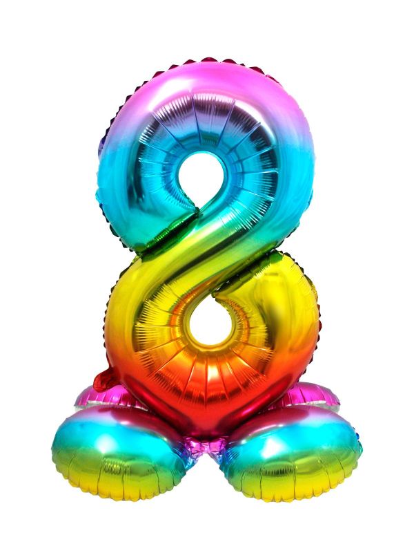 Cijfer 8 Regenboog met Standaard 72cm