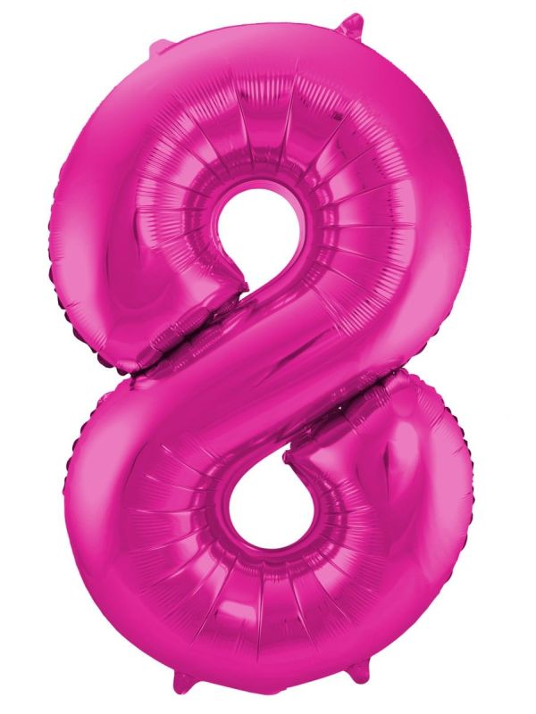 Cijfer 8 Roze Folieballon 86cm