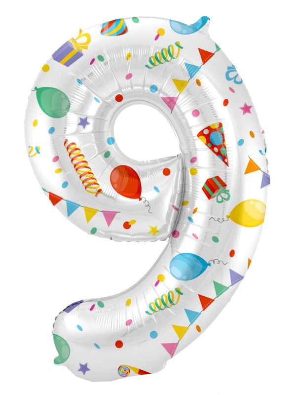 Cijfer 9 Feestelijke Party Folieballon
