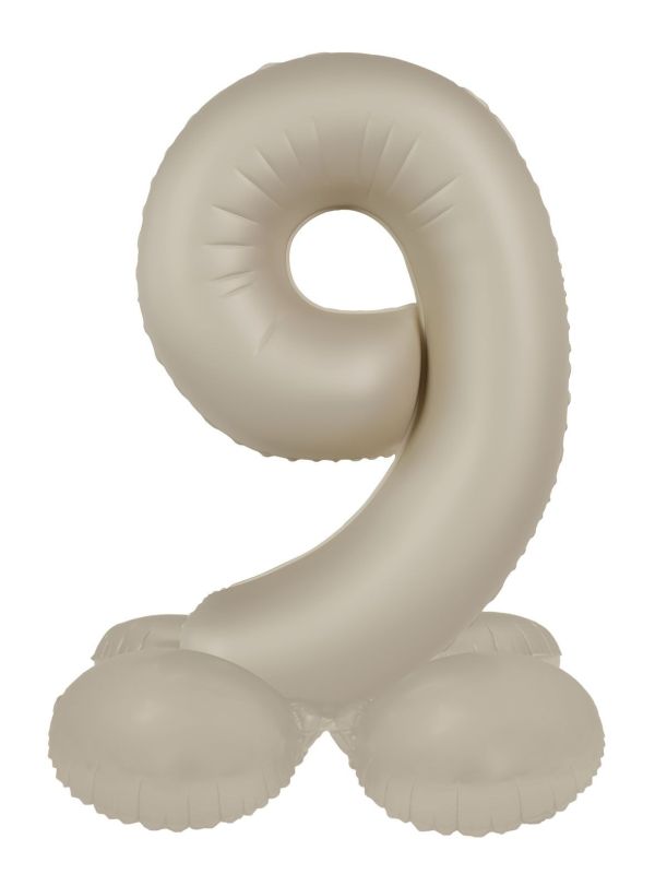 Cijfer 9 Folieballon Staand Crème Wit 41 cm