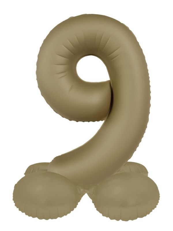 Cijfer 9 Folieballon Staand Goud 72 cm