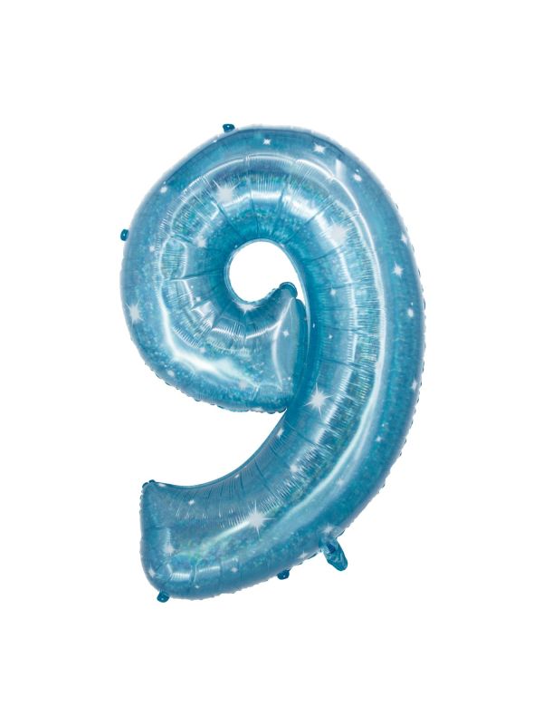Cijfer 9 Galatic Aqua Folieballon 101cm