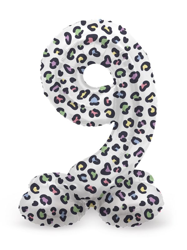 Cijfer 9 Pastel Panter Kleine Staande Folieballon