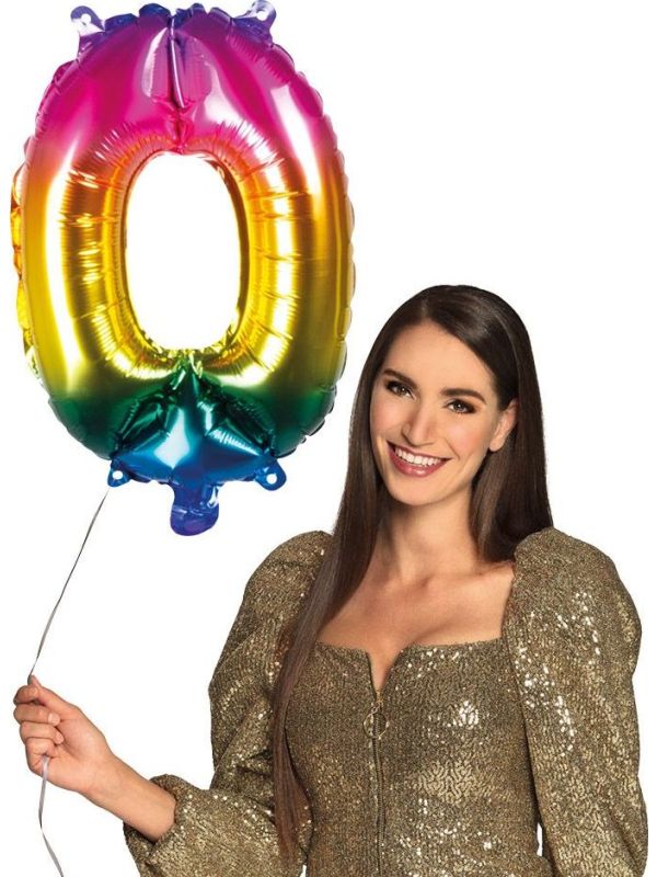 Cijferballon 0 Regenboog
