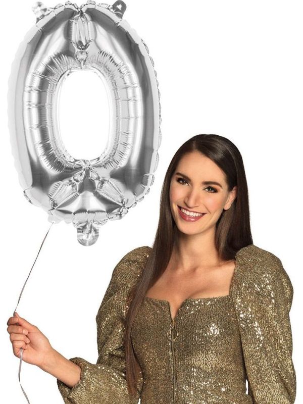 Cijferballon 0 Zilver