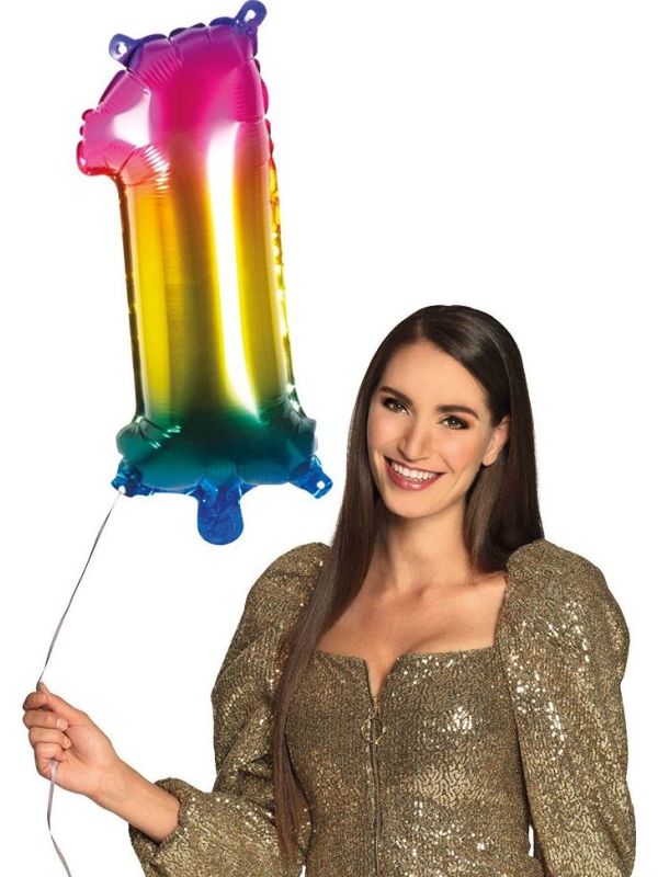 Cijferballon 1 regenboog