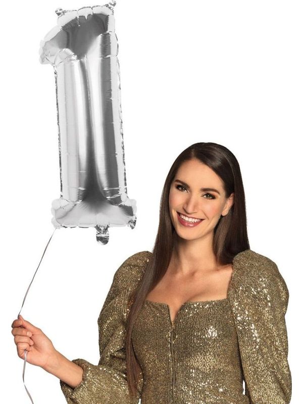Cijferballon 1 zilver