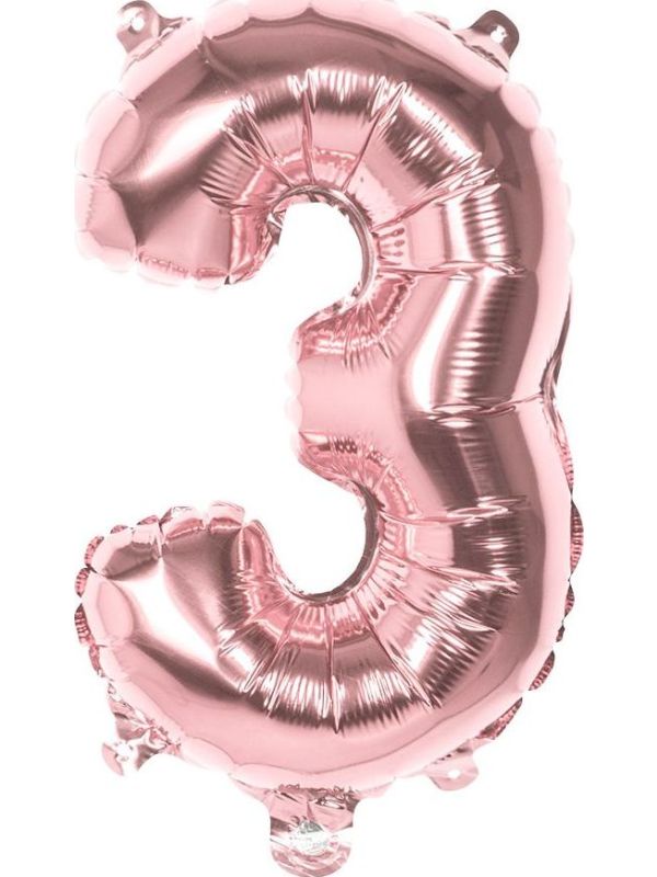 Cijferballon 3 Rosegoud
