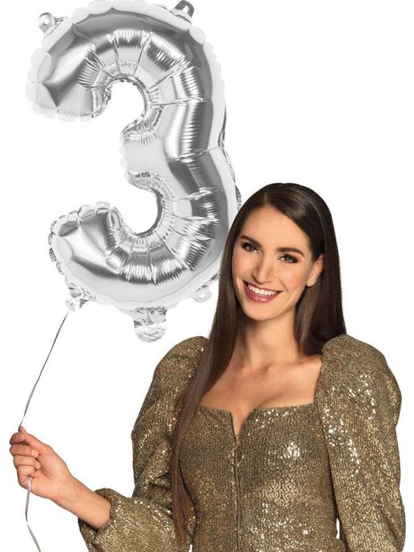 Cijferballon 3 Zilver
