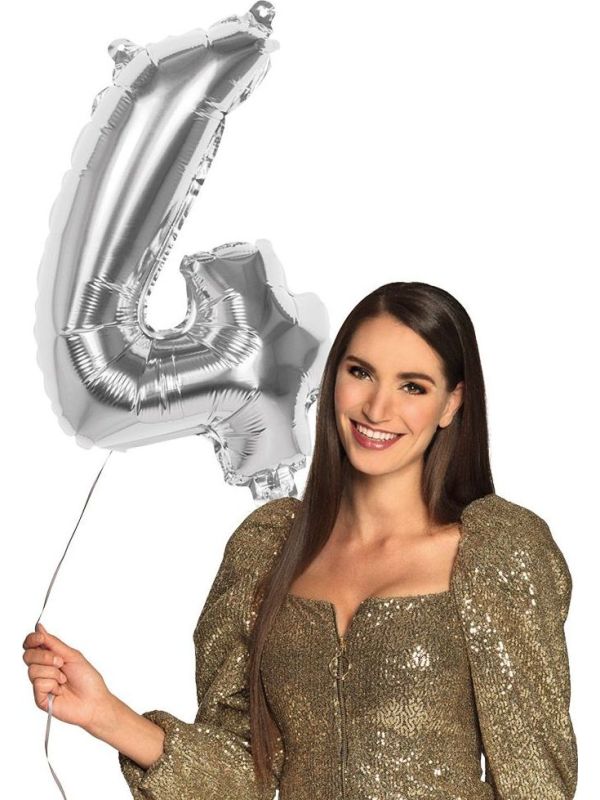 Cijferballon 4 Zilver