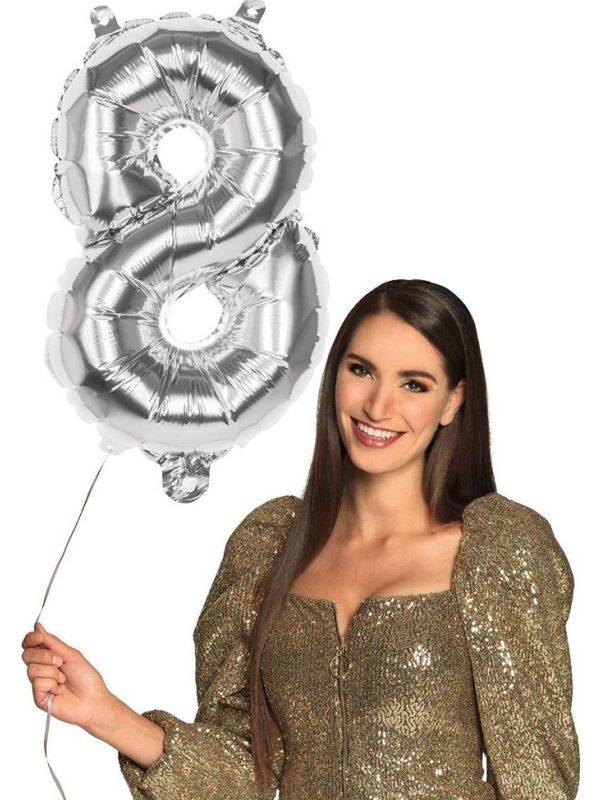 Cijferballon 8 Zilver