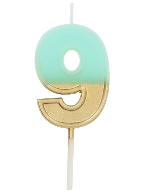 Cijferkaars 9 Fade Lichtblauw Goud