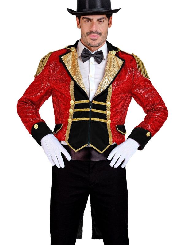 Circus Pailletten Jas Zwart Rood Heren