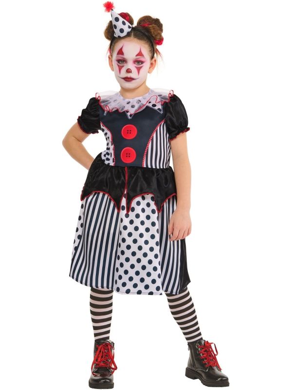 Clown Jurk Meisjes Zwart Wit Rood