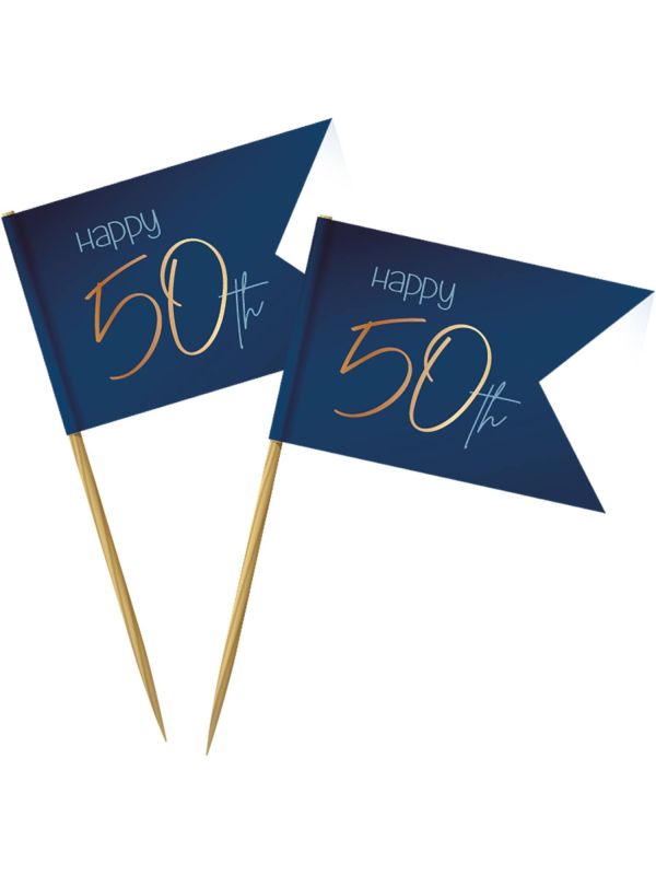 Cocktail Prikkers True Blue 50 Jaar 36 Stuks