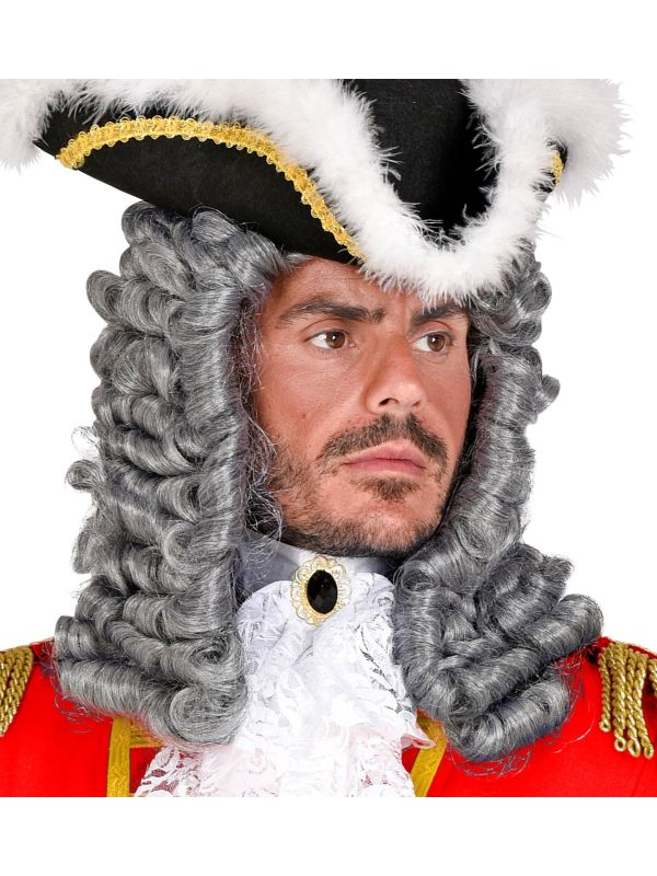 Commadant Rechter Pruik Grijs Heren Carnaval