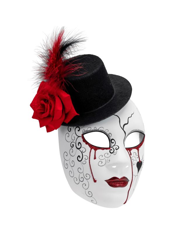 Commedia Dell'arte Bloederig Masker met Hoed