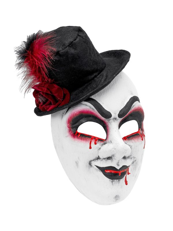Commedia Dell'arte Clown Masker Bloed met Hoed
