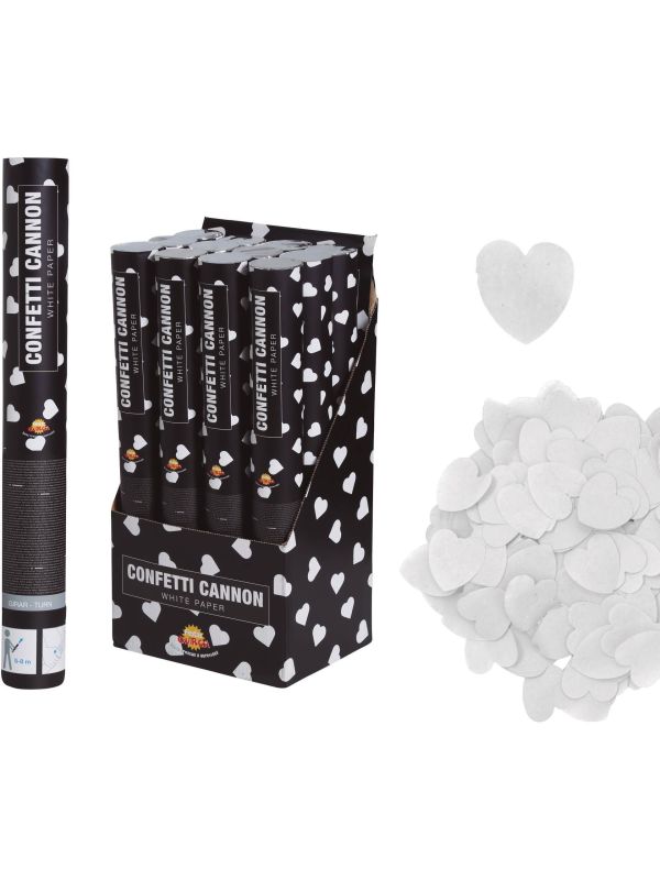 Confetti Kanon Witte Hartjes 40cm